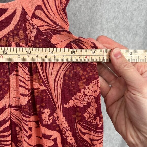 Free People Sugar Cane Strappy Top Size XS Floral Red Pink Boho Asymmetrical EUC - Picture 12 of 13